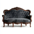 2-Sitzer-Sofa 150x85x105 cm Samtpolsterung Massivholz – Dunkelgrau – Barockstil