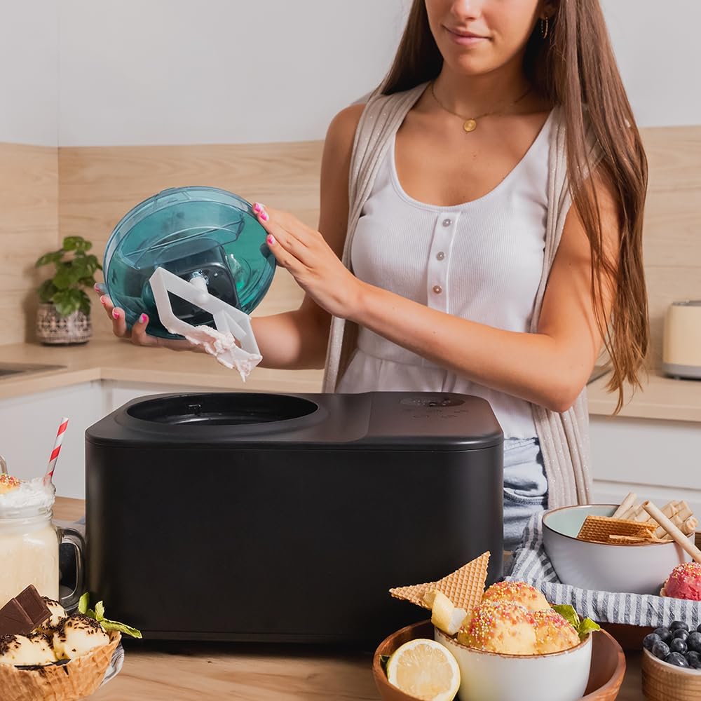 Cecotec Eismaschine mit 1,2 L Kompressor Gelacy 1200 Touch. 110 W, Eiscreme-Maschine, Touchscreen, Kontrollfenster, Entnehmbarer Motor, Eiscreme in 30 Minuten