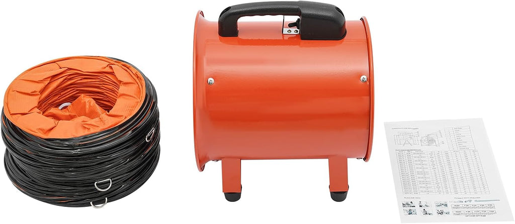 Bauventilator, 250mm Gebläse, 43m³/min Industrieventilator Baugebläse, 2800/3300rpm Schlauch Axialgebläse, 320W Gebläse mit 10m Kanalschlauch, für Fabriken Keller Stahlwerke Tunnel Autowerkstätten