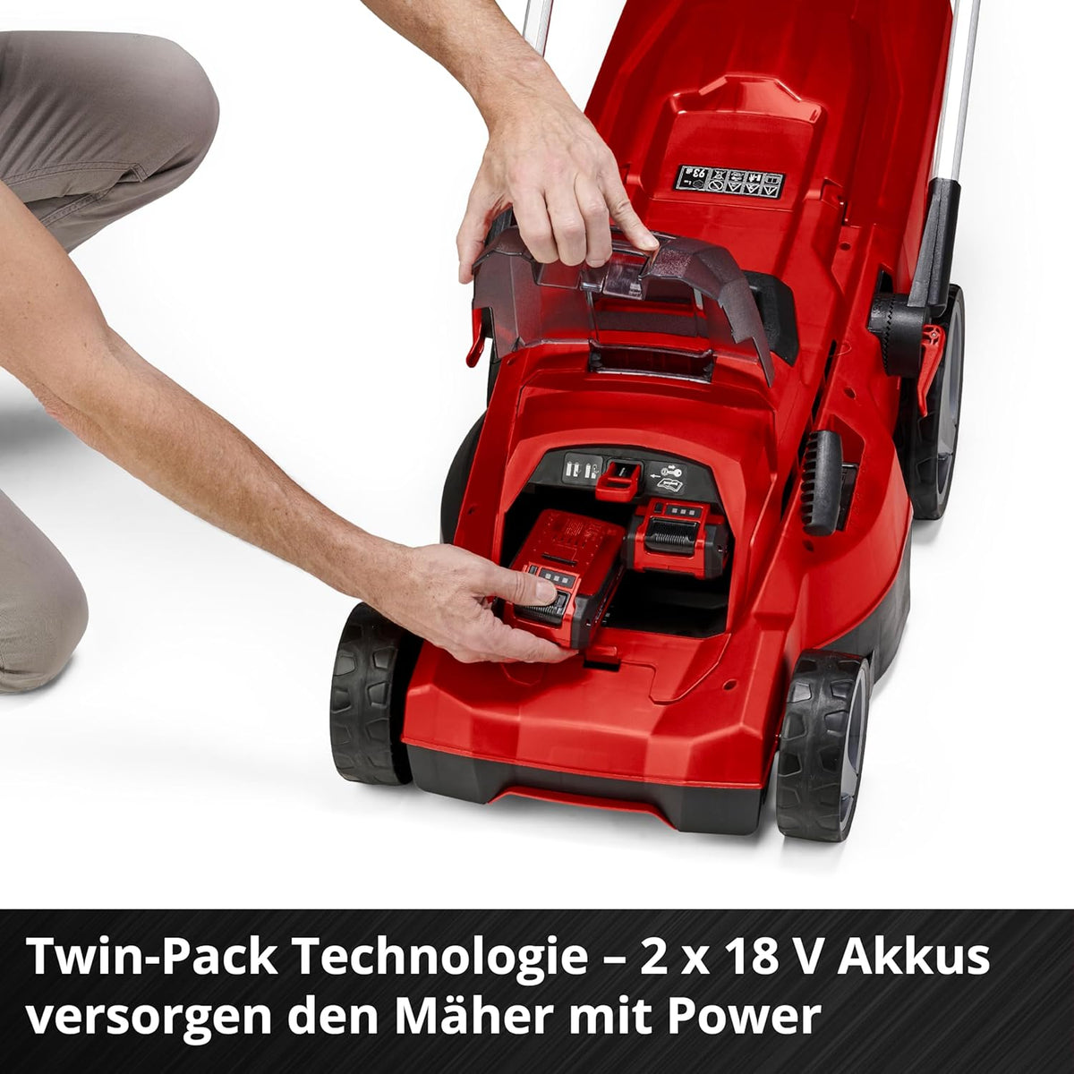 Einhell Akku-Rasenmäher RASARRO 36/36 Kit Power X-Change (36 V, 36 cm Schnittbreite, bis 400 m², 45L Fangkorb, 25-75 mm Schnitthöhe, inkl. 2 x 3,0 Ah Plus Akkus + 2X Ladegerät)