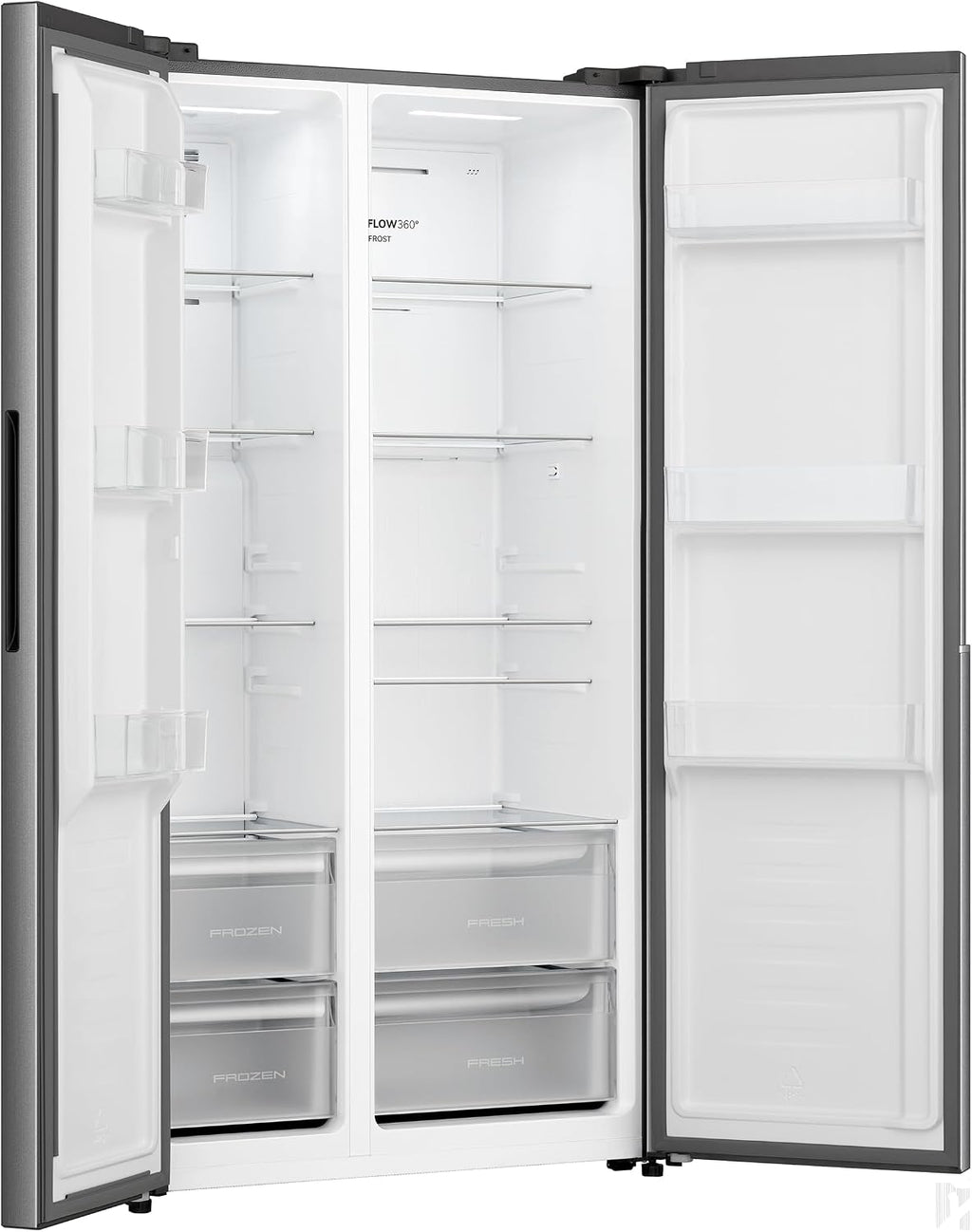 Gorenje NRS917E41X Side-by-Side, 544L, PureFlat Serie, XXL Gefrierschulbladen, CrispZone, MultiFlow 360°, NoFrostPlus, Inverter-Kompressor, BxHxT: 91,1×178,6×61,5 cm, Edelstahl