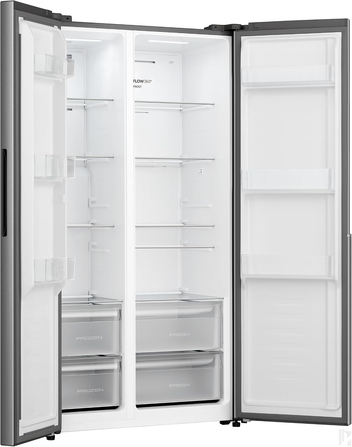 Gorenje NRS917E41X Side-by-Side, 544L, PureFlat Serie, XXL Gefrierschulbladen, CrispZone, MultiFlow 360°, NoFrostPlus, Inverter-Kompressor, BxHxT: 91,1×178,6×61,5 cm, Edelstahl