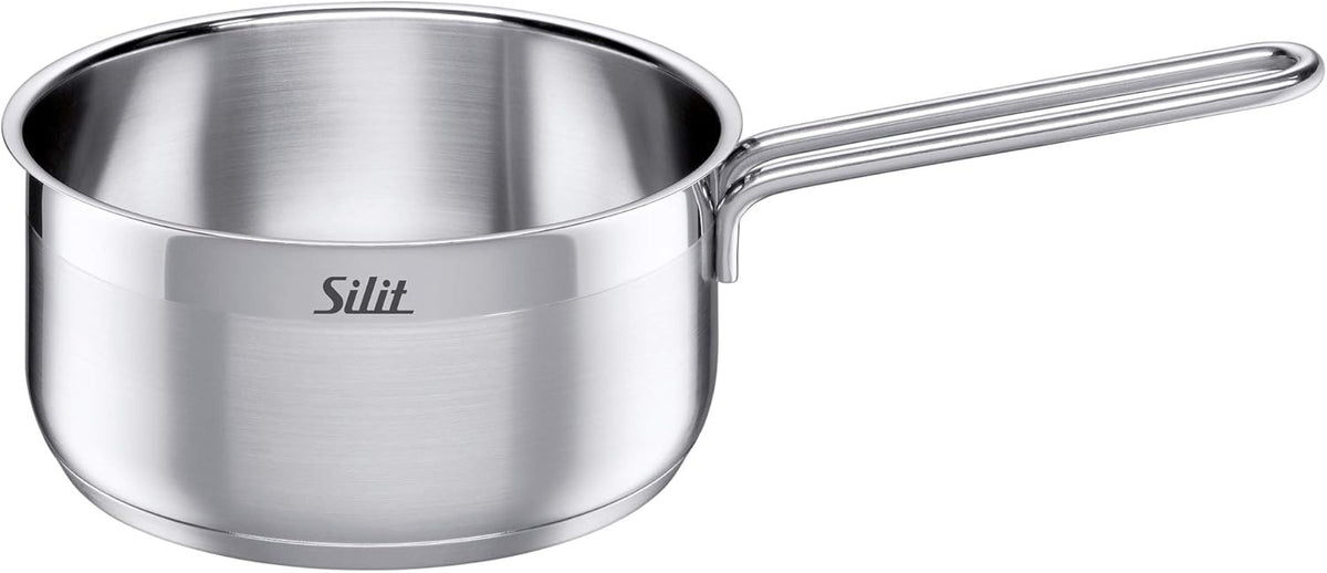 Silit Toskana Topfset induktionsgeeignet 10-teilig, Kochtopf Set mit Glasdeckel, Induktionskochtöpfe, Milchtopf, Dämpfer, Pfanne, Edelstahl teilmattiert, Induktions Töpfe Set unbeschichtet