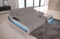 Sofa Dreams Ecksofa Concept kurz - mit LED Beleuchtung, Ottomane/Mikrofaser/Ausrichtung wählbar (Ottomane Links, Weiss-Hellgrau)