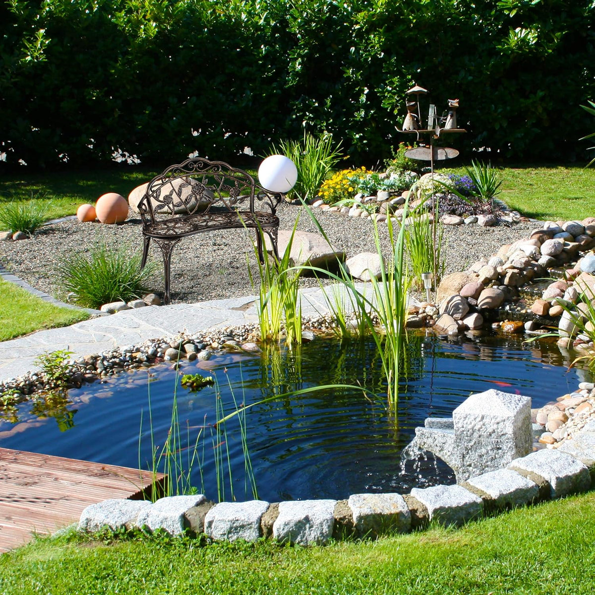 Relaxdays Gartenbank, 2 Sitzer, Rosen, Terrasse, Balkon, Alu & Gusseisen, antike Sitzbank, HBT: 78 x 99 x 52 cm, Bronze