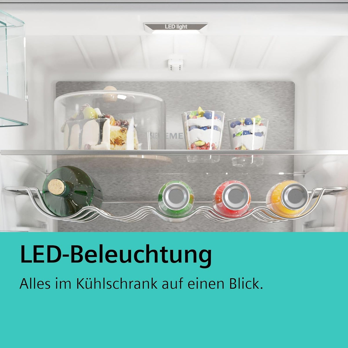 Siemens KI82LADD0 iQ500, Einbau-Kühlschrank mit Gefrierfach, 177,5 x 56 cm Nische, 246 L Kühlen & 34 L Gefrieren, Made in Germany, hyperFresh für längere Frische, schnell Kühlen, Leise, Flachscharnier