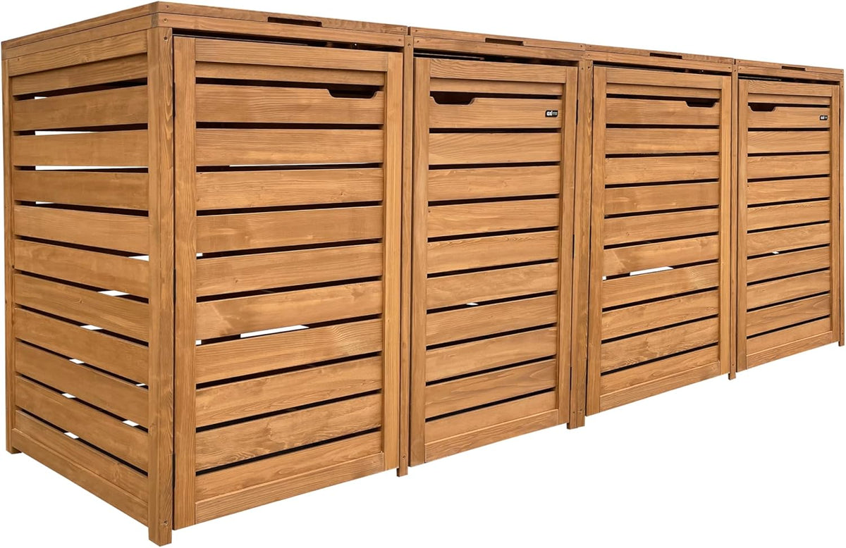 AXI Lex Mülltonnenbox Holz Braun | Mülltonnenverkleidung mit Deckel für 4 Tonnen - 240-960L | Müllbox/Aufbewahrungsbox für Mülltonnen
