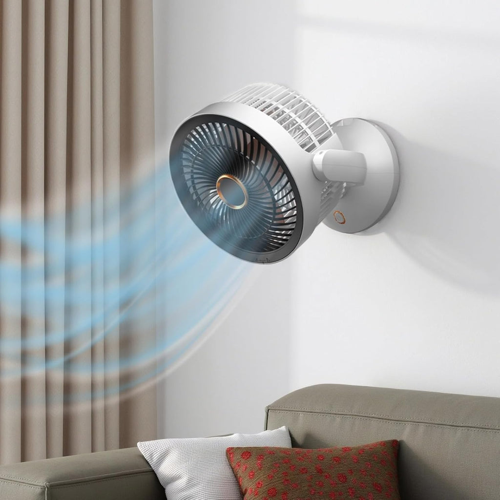 Desktop Air Circulator Fan for Home and Dorm, Energy Saving USB Rechargeable Oszilating Fan, Adjustable Stand, Night Light Function, 8 Hour Timer, Quiet Operation, Compact and Portable Tool