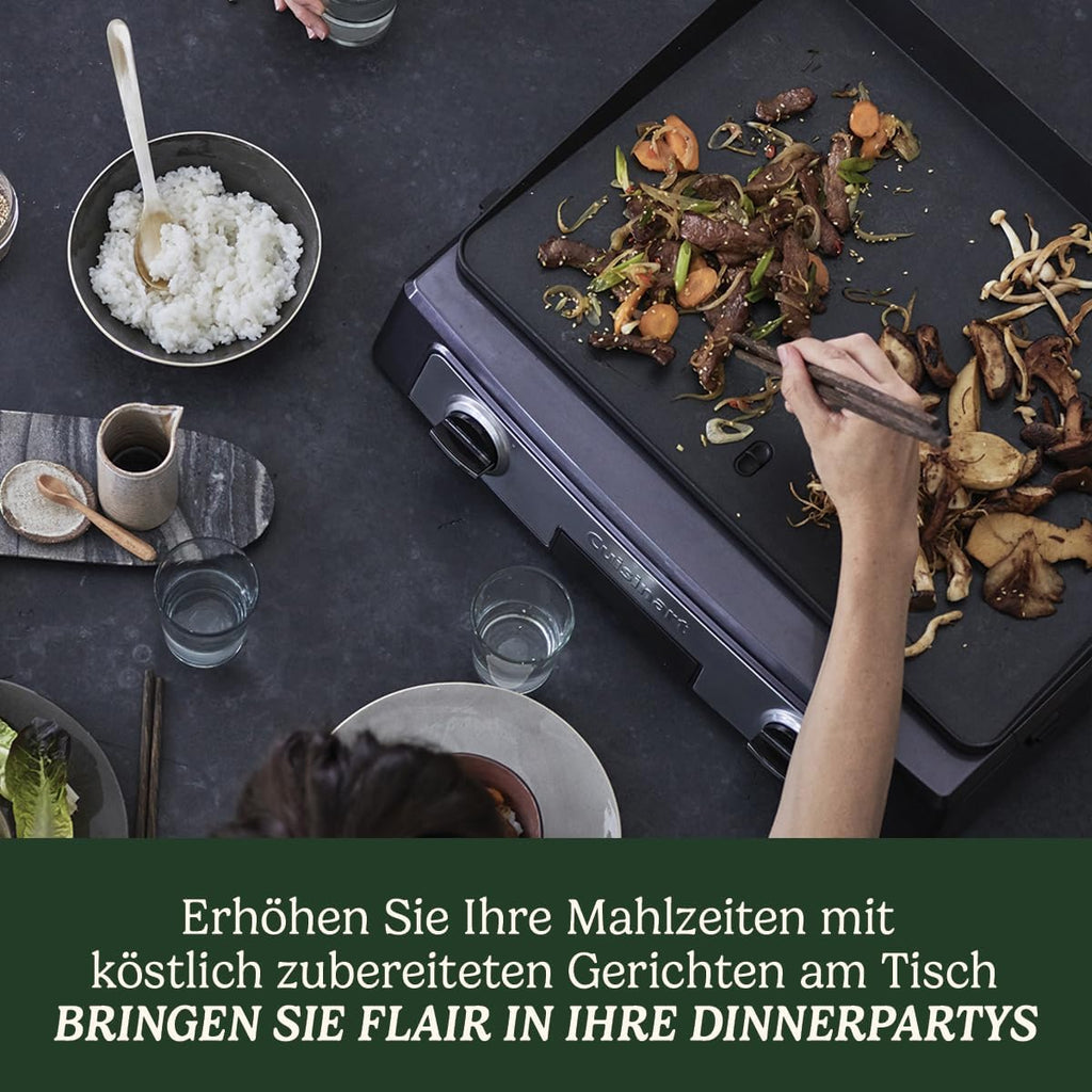 Cuisinart Hot Plate Entertaining Grill & Griddle | XL Elektrischer Plancha Grill, Teppanyaki Grillplatte für zu Hause | Antihaftbeschichtete abnehmbare Platte, 2-Zonen-Temperaturregelung bis zu 260°C