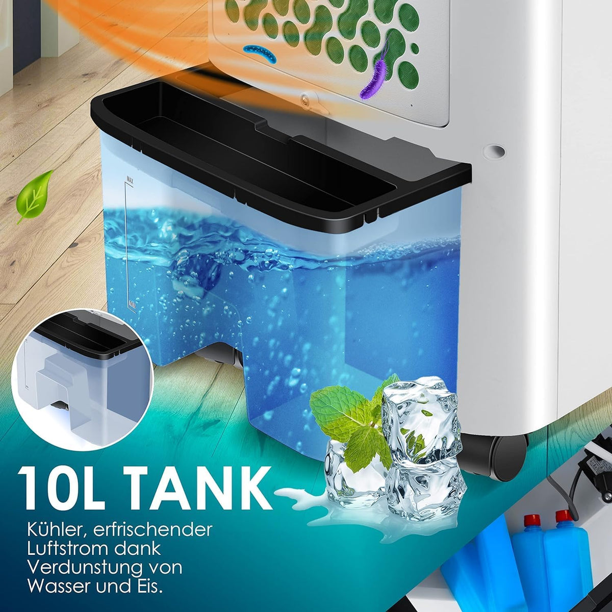 KESSER 4in1 Mobile Klimaanlage | Fernbedienung | Klimagert | Ventilator Klimaanlage | Timer | 3 Stufen | Ionisator Luftbefeuchter | Luftkühler |