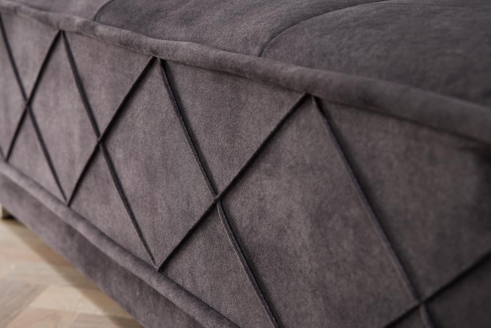 Riess Ambiente Modernes XXL Ecksofa DECADENCIA - 320cm - dunkelgrau Samt - Bigsofa inkl. Kissen