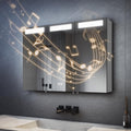 SVNR 90x65 cm Spiegelschrank Mit LED-Beleuchtung Fürs Badezimmer, 3-Türiger Badspiegelschrank Beleuchtung Mit Bluetooth, Touch-Schalter, Antibeschlag & Steckdose (Silber)