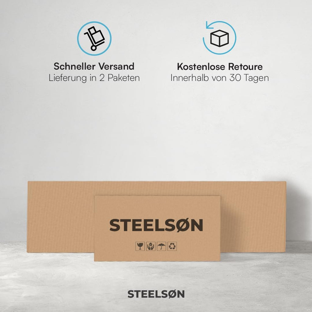 STEELSØN Regulus Metallschrank abschließbar – Garderobenschrank mit 6 Fächern und 1 Kleiderstange – Spind Schrank mit Doppeltüren – Mehrzweckschrank Anthrazit – Kleiderschrank Metall 175x40x80 cm