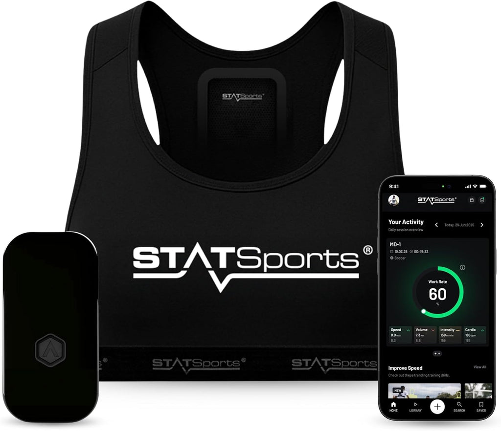 STATSports Academy Fußball Tracker Weste – Entfalte Elite-Leistung mit Profi-Coaching, Übungen & Ernährungsplänen – Misst 24 Leistungsmetriken – GPS Weste für Profi-Spieler & Teams, Erwachsene L