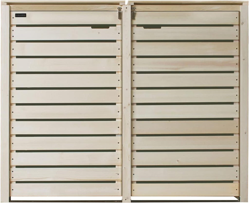 Mülltonnenbox Mülltonnenverkleidung Mülltonnecontainer für 2 Tonnen Holz 120L - 240L Natur mit Rückwand Hamburg