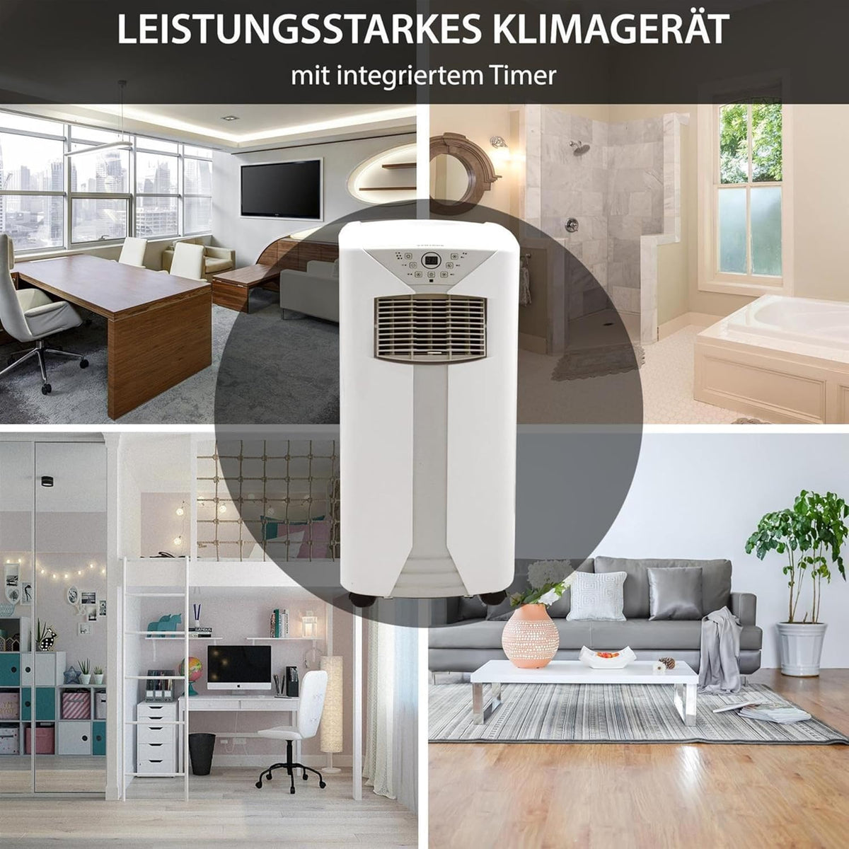 Syntrox 9000 BTU Mobiles Klimagerät Fresco | Mobile Klimaanlage | Luftentfeuchter, mit Fernbedienung und Timer Funktion, Effiziente Kühlung, integrierter Schlaf-Modus
