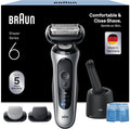 Braun Series 6 Elektrorasierer Herren, Rasierapparat mit 60 Min. Akku, 4in1 SmartCare Reinigungsstation, +2 Aufsätze, Kabelloser Nass- und Trockenrasierer für Männer, Wasserdicht, 62-S7650cc, Silber
