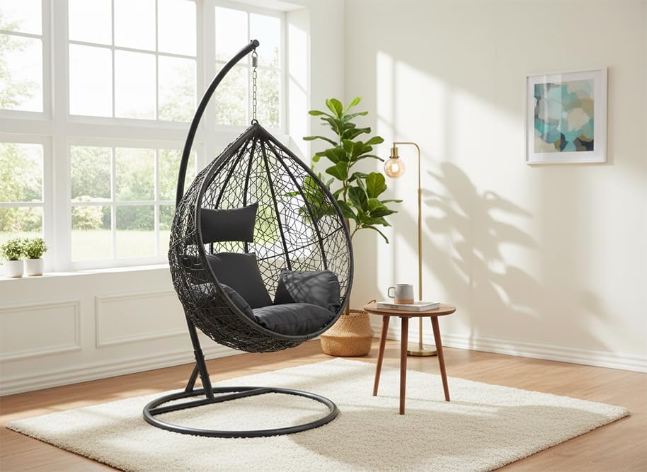 riess-ambiente Outdoor Hängesessel LOFT anthrazit grau Gartenstuhl inklusive Kissen wetterfest