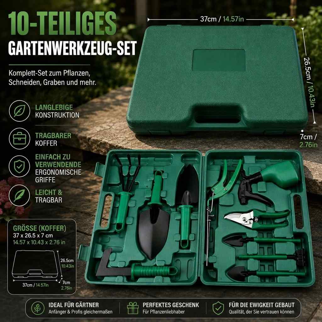 Gartenwerkzeug Set mit Koffer | Edelgärtner