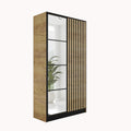 KIER FURNITURE Kleiderschrank mit Spiegel - Garderobenschrank mit Push to Open Türöffner - Schrank mit Ausziehbare Kleiderstange - Eden - 104,8x205x39cm - Craft Eiche