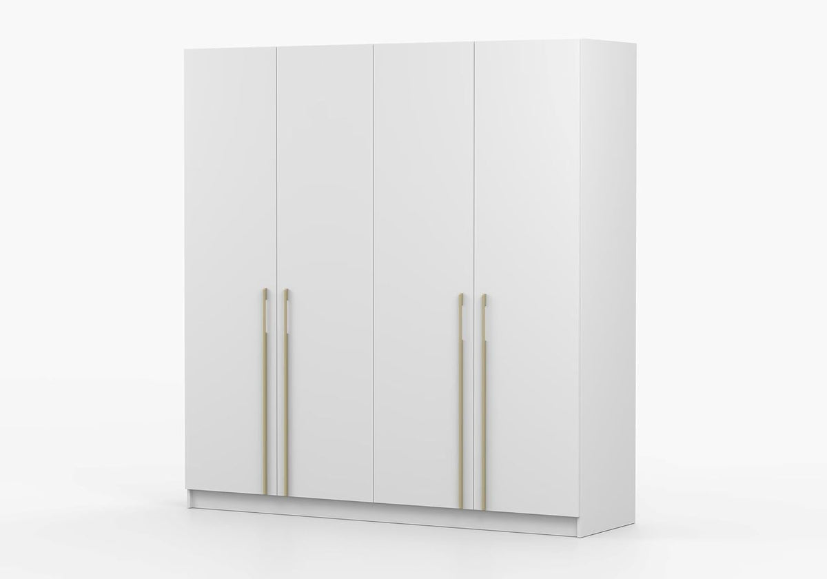 Fabryka Mebli Idźczak Drehtürenschrank, Kleiderschrank - Schlafzimmerschrank - 57 x 200 x 210 cm - Wohnzimmerschrank, Garderobenschrank, Schrank mit Einlegeböden und Zwei Kleiderstangen - Weiß