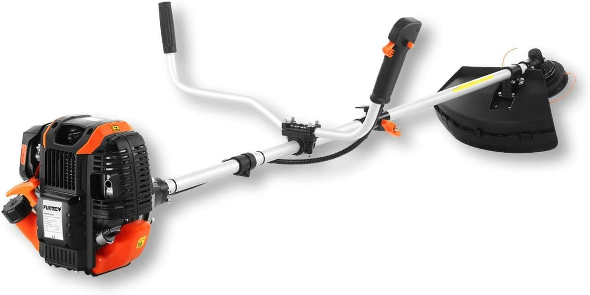 FUXTEC Benzin Motorsense FX-4MS142, Rasentrimmer mit 4-Taktmotor, 320 mm Schnittkreis, Geschwindigkeitsregler und Easy-Starter, inkl. Fadenspule/Profi-Tragegurt
