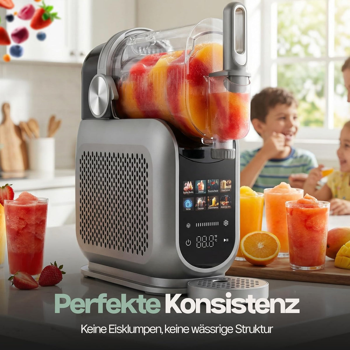 4Swiss Eismaschine Selbstkühlend Eis Maschine Speiseeisbereiter Speiseeismaschine mit Kompressor Icecream für Milchshake Slush Slushie Granita Ice Cream Joghurtmaschine Zuhause Eisbereiter - SM026