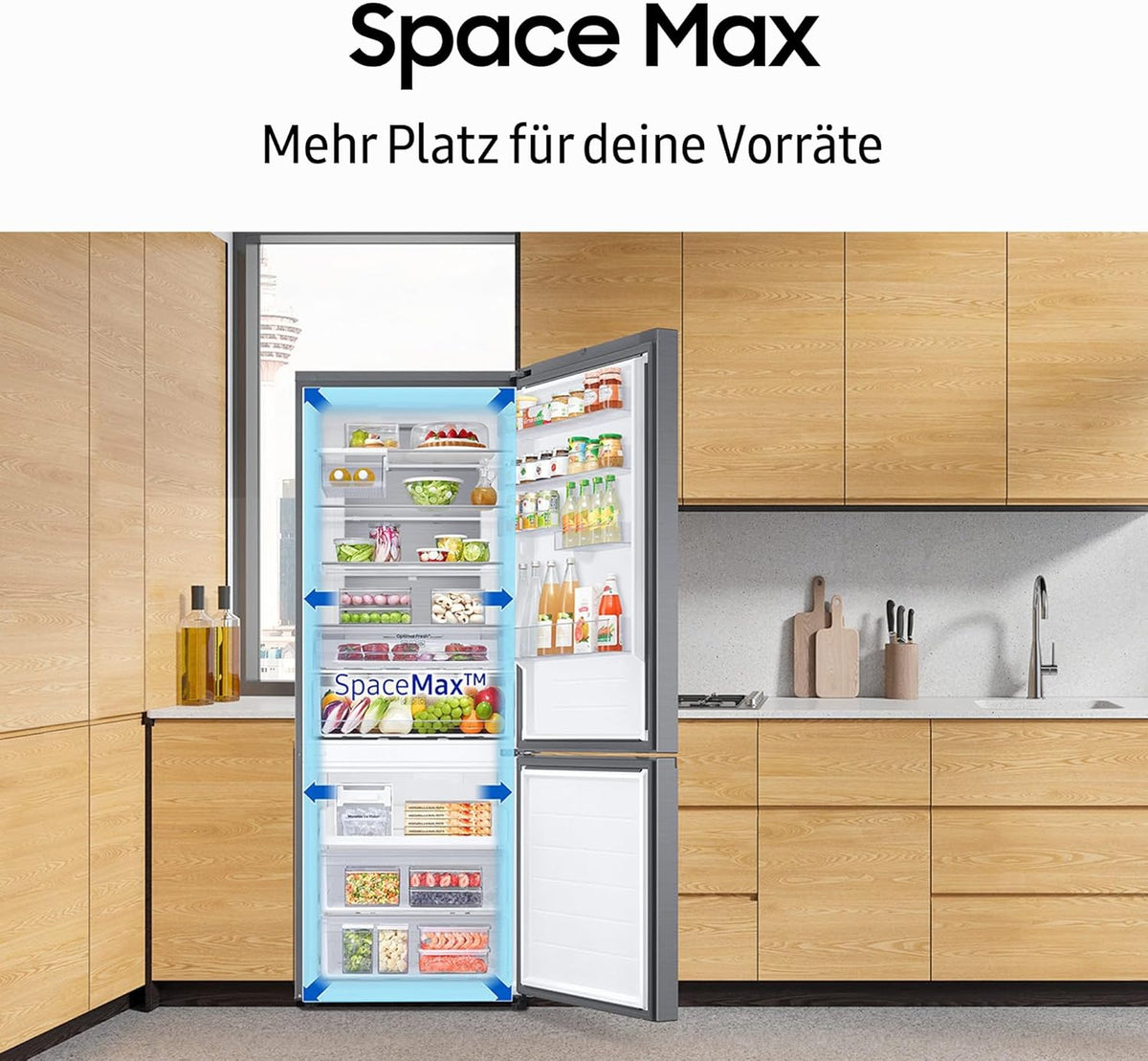 RL38T607BB1/EF Kühl-Gefrierkombination, 203 cm, 387 l, Kühlschrank mit Gefrierfach, Twin Cooling+, No Frost+, SpaceMax, Optimal Fresh+, Humidity Fresh, Premium Black Steel