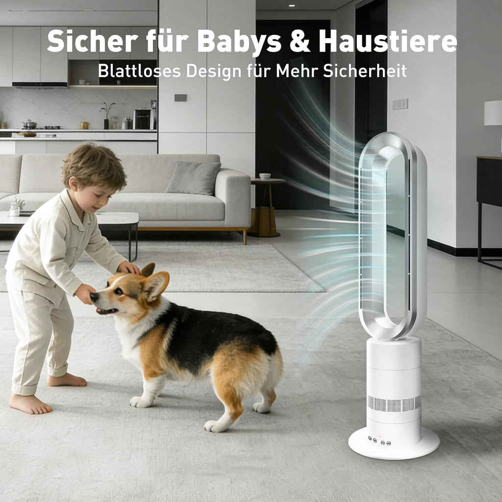 TP18Pro 2-in-1 Bladeless Turmventilator - Heizgerät & Kühlventilator, 10 Kühl- & 3 Heizstufen, Fernbedienung & Touch-Bedienung, Ultra-Leiser für den Heimgebrauch