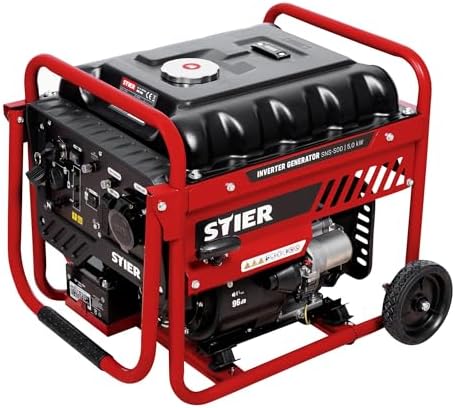 STIER Inverter Stromerzeuger SNS-500 5,0 kW 75 dB(A), Stromgerenator Benzin, Notstrommaggregat, wartungsarm, für den Außenbereich, zum Laden von Batterien geeignet, kompakt