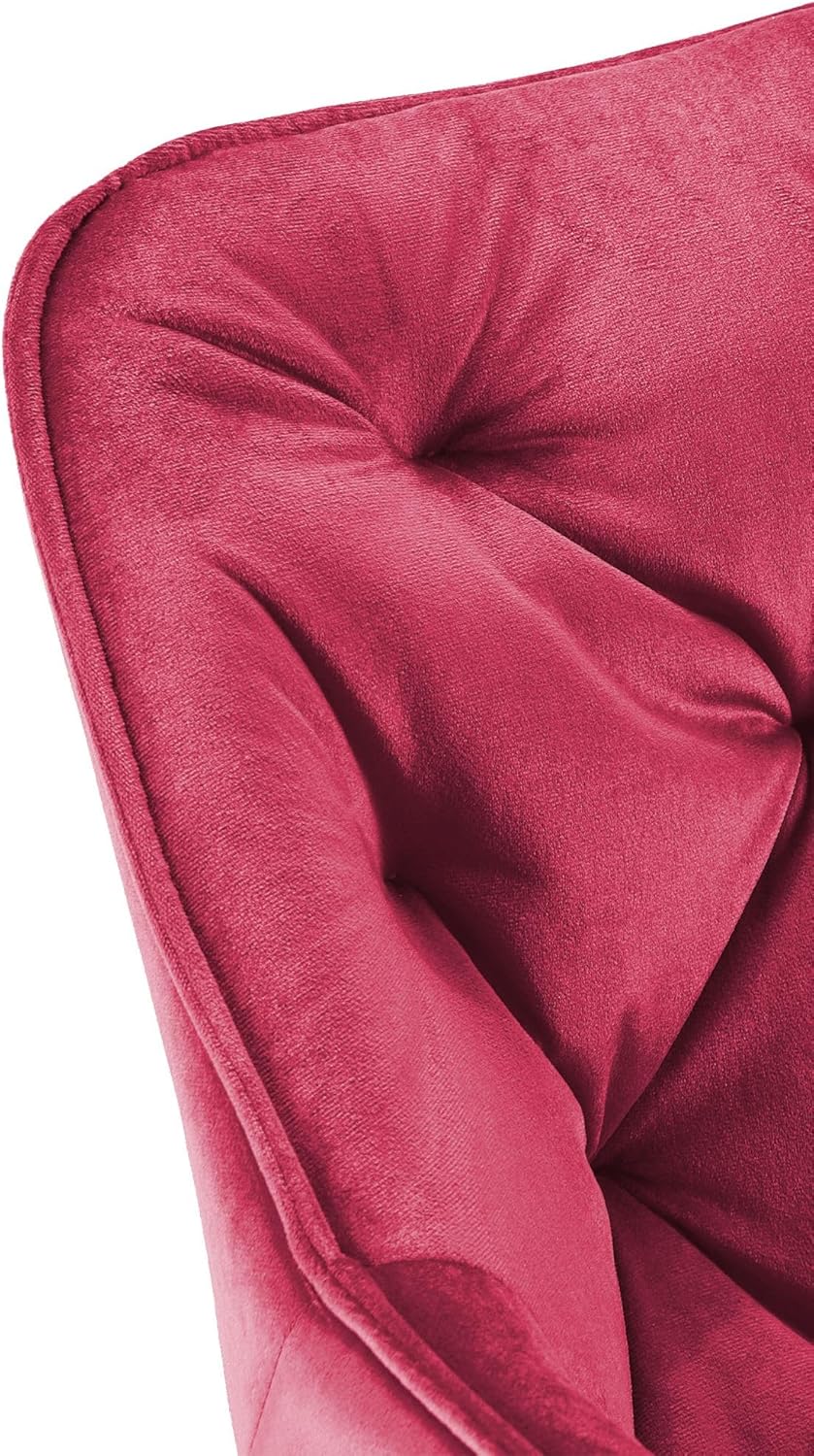 CLP 2er Set Stuhl Tanna Samt I Esszimmerstuhl Mit Armlehne I Gesteppter Polsterstuhl, Farbe:rot