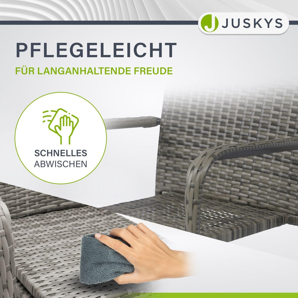 Juskys Polyrattan Gartenstühle Yoro 6er Set - mit Armlehnen & Rückenlehne 6 Stühle stapelbar - Rattan Stuhl Garten - Stapelstuhl Grau-meliert