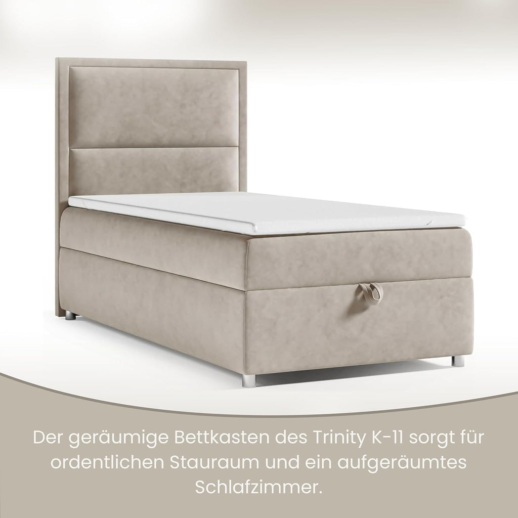 Boxspringbett Trinity k-11 mit 7-Zonen Bonell-Federkernmatratze | Boxspringbett 100x200 | Boxsprintbett mit Matratze Und Stauraum | Polsterbett 100x200 - Lieferung bis Bordsteinkante