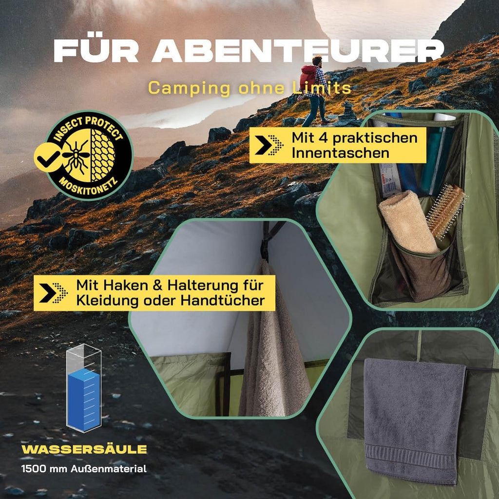 LUMALAND Premium Duschzelt | Toilettenzelt für Indoor & Outdoor | Mobiles Umkleidezelt & Lagerzelt | Zelt für Tierfotografie | Ideal zum Campen, Festival & zum Angeln | Wasserdicht & Windfest