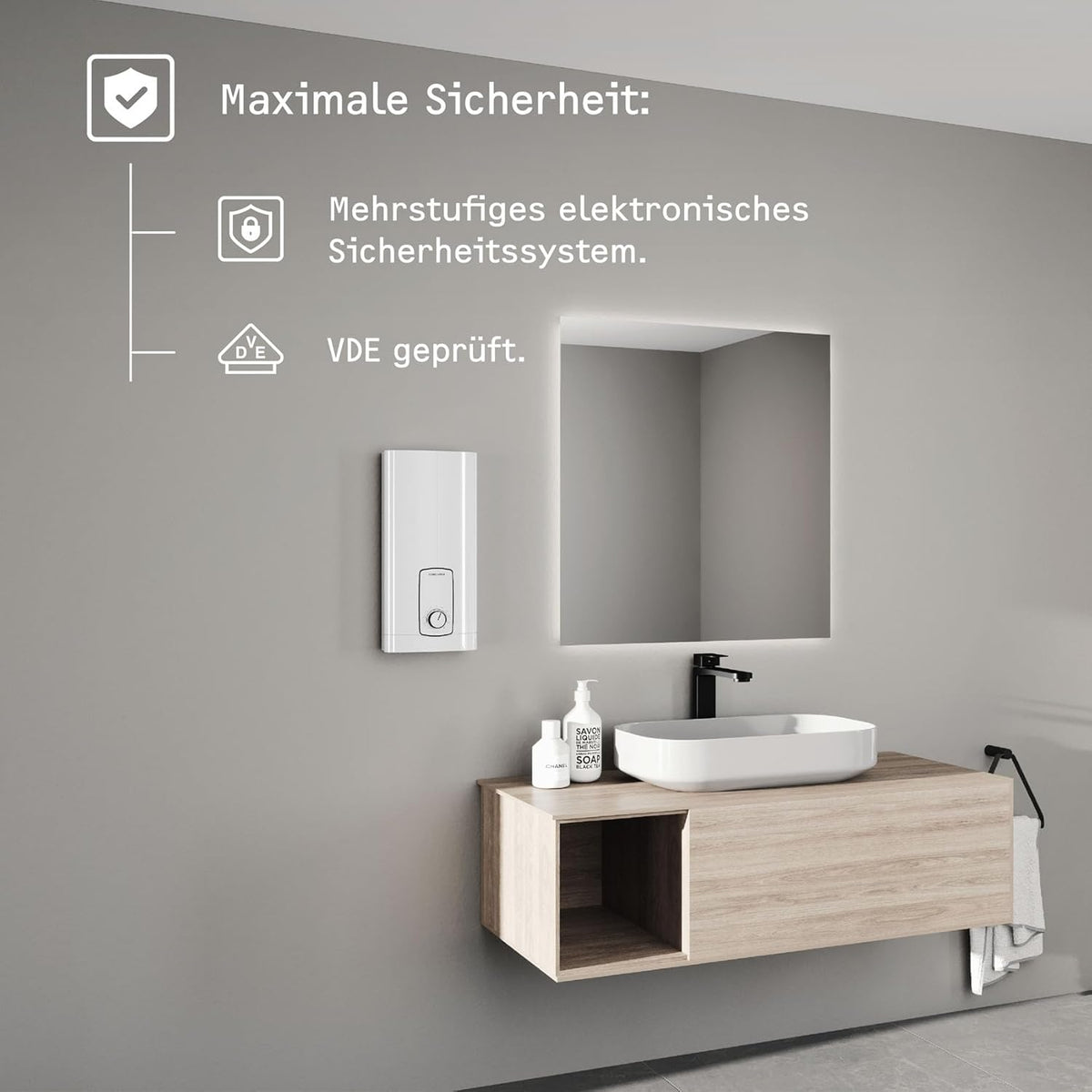 STIEBEL ELTRON Neueste Generation Elektronischer Durchlauferhitzer DHB 27 ST Trend, besonders energiesparend dank 3i-Technologie, gradgenaue Temperaturwahl, 204203