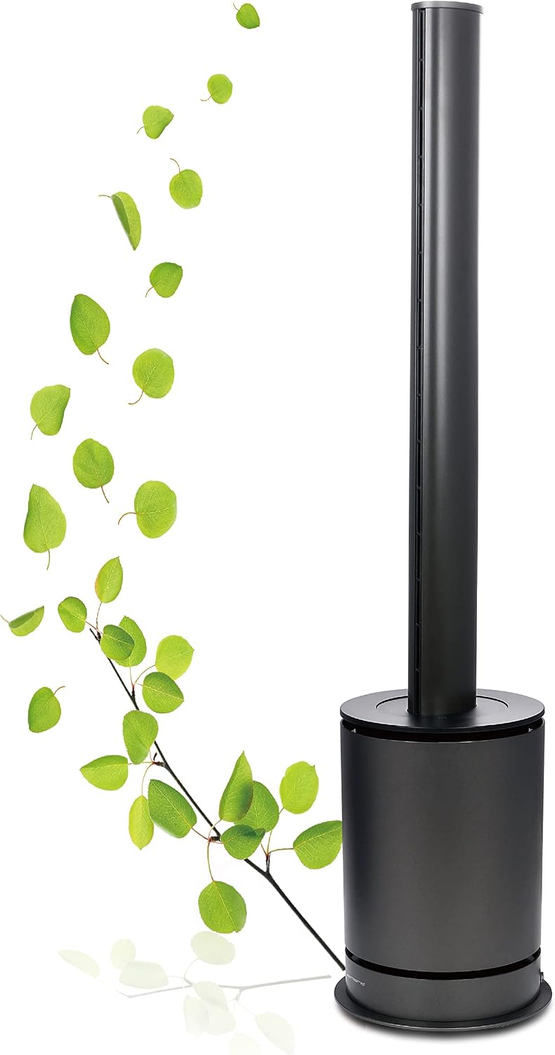 Emerio 3in1 Heizlüfter Ventilator Luftreiniger rotorlos HEPA 13 Filter + 2x UVC Lampe gegen Bakterien Viren Staub Pollen langlebiger nachhaltiger DC Motor Fernbedienung Timer, TFN-214472.1, Schwarz