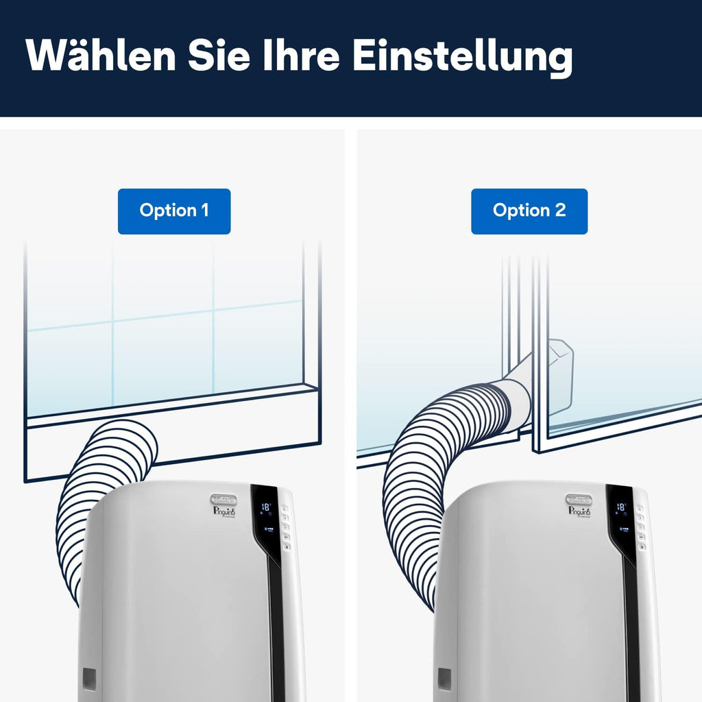De'Longhi Pinguino PAC EX100 Silent mobiles Klimagerät mit Abluftschlauch, Klimaanlage für Räume bis 110 m³, Luftentfeuchter, Ventilationsfunktion, 24h-Timer, Weiß
