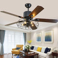 Deckenventilator Licht Mit Beleuchtung Fernbedienung Dimmbar E27 Fan Deckenleuchte LED Kronleuchter Loft Lüfter Deckenlampe Retro Industrie Stumm Leise Wohnzimmer Schlafzimmer Esszimmer Timing
