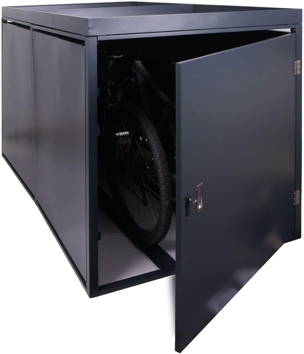 Mendler 2er-Fahrradgarage mit Pflanzkasten HWC-L56b, Fahrradbox, abschließbar verzinkter Stahl 125x113x208cm - anthrazit