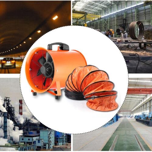 Tragbarer Industrieventilator Axialgebläse Baugebläse Lüfter mit 10m Schlauch,für Fabriken, Kellergeschosse, Werften, Bauernhöfe, Getreidelager, Chemie, Pharmazie, Tunnel