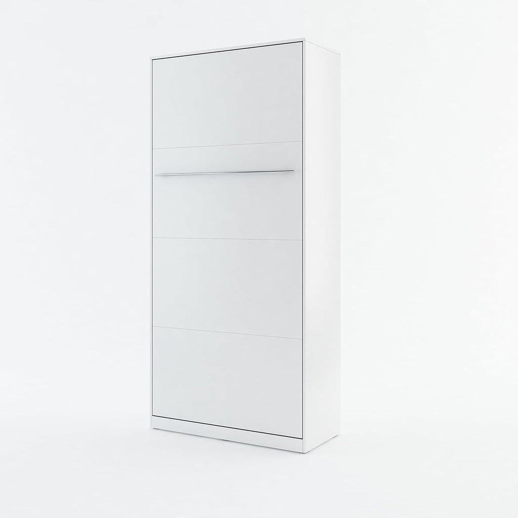 BIM Furniture Wandbett Vertical Schrankbett LENART Concept PRO Wandklappbett, Schrankklappbett Wandbett, Schrank mit integriertem Klappbett, Funktionsbett (Weiß Matt, 90 x 200 cm)