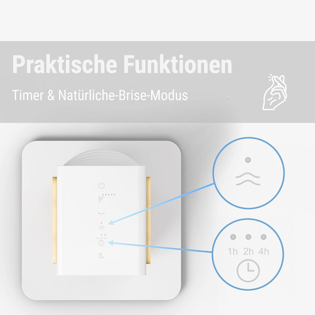 Stadler Form leiser Ventilator Nick, Turmventilator mit Schwenkfunktion, 10 Geschwindigkeitsstufen, Timer, mit Fernbedienung, für Schlafzimmer, Büro, Wohnzimmer, mit natürlichem Bambus, weiß