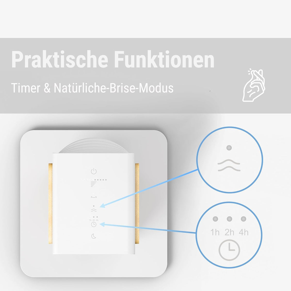 Stadler Form leiser Ventilator Nick, Turmventilator mit Schwenkfunktion, 10 Geschwindigkeitsstufen, Timer, mit Fernbedienung, für Schlafzimmer, Büro, Wohnzimmer, mit natürlichem Bambus, weiß