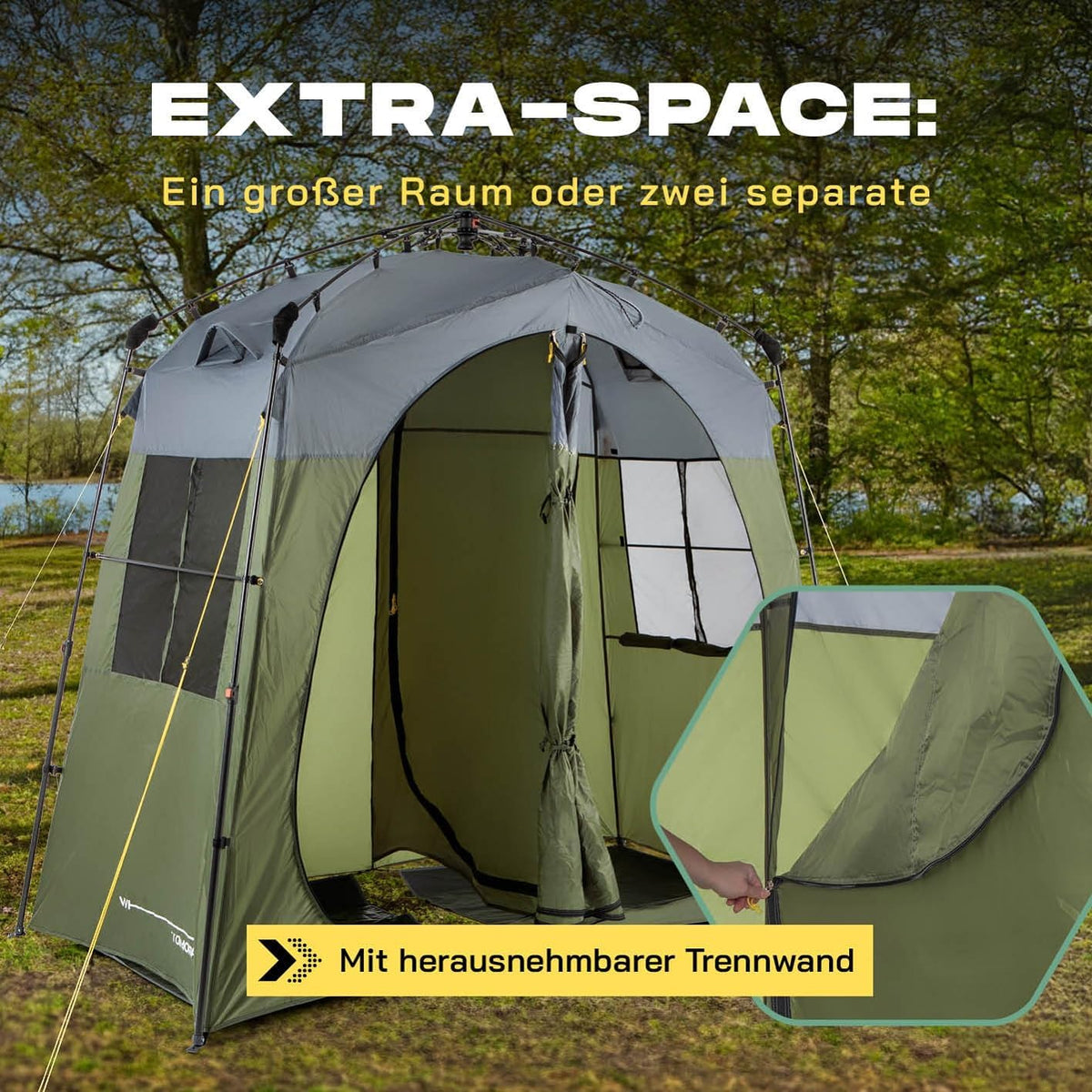 LUMALAND Premium Duschzelt | Toilettenzelt für Indoor & Outdoor | Mobiles Umkleidezelt & Lagerzelt | Zelt für Tierfotografie | Ideal zum Campen, Festival & zum Angeln | Wasserdicht & Windfest