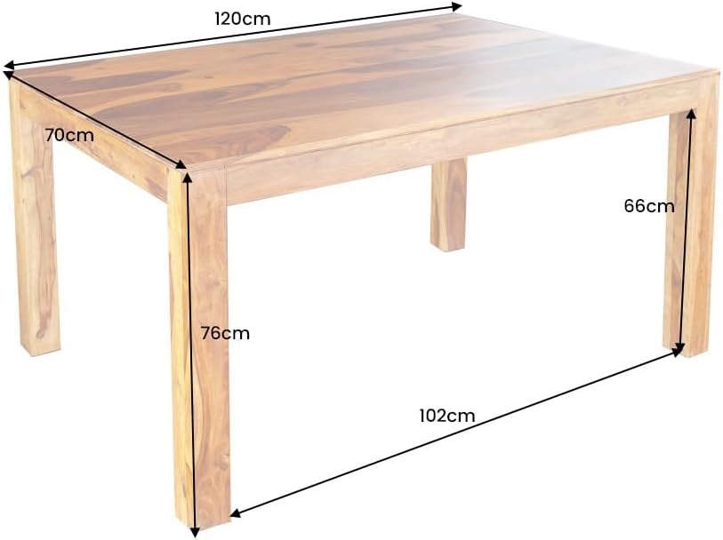 Riess Ambiente Massivholz Esstisch Pure 120cm Natur Stone Finish Sheeshamholz einzigartige Maserung Esszimmertisch Massivholztisch Holztisch Küchentisch