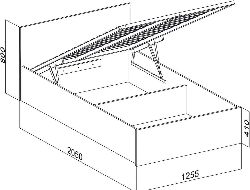 Doppelbett 120x200cm, Stauraumbett mit Bettkasten & Birkenholz Lattenrost, Robustes Bett mit Kopfteil, Bettgestell aus Schichtstoffplatte, ohne Matratze, Weiß