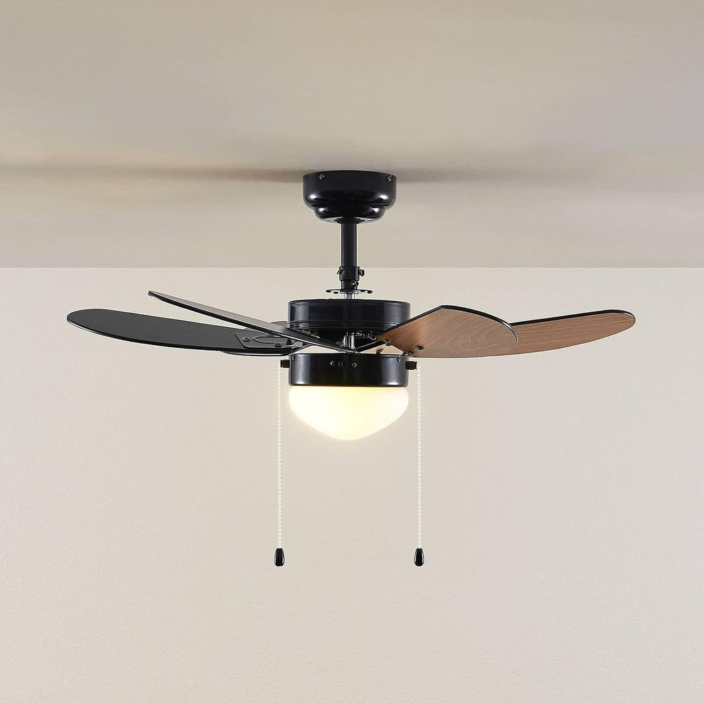 Lindby Deckenventilator mit Lampe Minja (Modern) in Schwarz aus Metall (1 flammig, E14) - Ventilator Wohnzimmerleuchte
