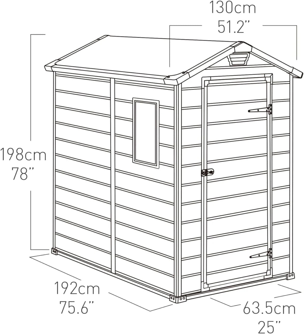 2026 Keter Manor 4X6 - Caseta de jardín, 130x192x198cm y 2,2m2, Suelo, Sistema de ventilación, Puerta y Ventana, Resistente al Agua, Color Gris
