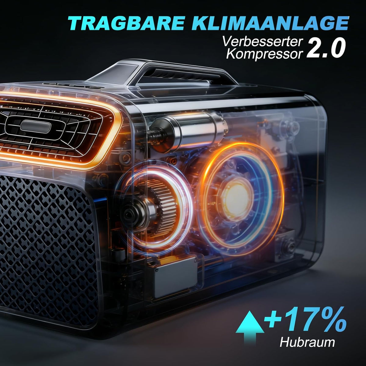 5200 BTU Mobile Klimaanlage mit Abluftschlauch, 10 sqm, 5 in 1 Klimagerät mit Kühlung Entfeuchter Ventilator Heizfunktion, Leise Klimaanlage, Tragbare Camping Klimaanlage für Zelt Wohnmobil Van
