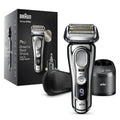 Braun Series 9 Pro Elektrorasierer für Herren, Bartrasierer mit ProLift-Trimmer und 4-in-1-Kopf, 5-in-1-Reinigungs- und Ladecenter, Tasche, wiederaufladbar, kabellos, 9466 CC, Chrom